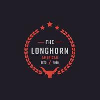 klassisches Vintage-Retro-Label-Abzeichen für Texas Longhorn Western Bull Head Family Country Farm Logo Design-Inspiration vektor