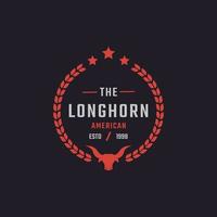 klassisk vintage retro etikett märke för Texas Longhorn western bull head familj landsbygd gård logotyp designinspiration vektor