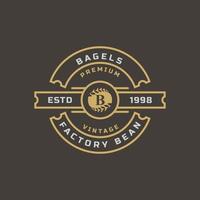 vintage retro-abzeichen für buchstabe b für bagels logo emblem design symbol vektor