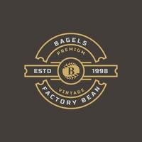 vintage retro märke för bokstaven b för bagels logotyp emblem designsymbol vektor