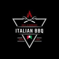 Inspiration für das Design des klassischen Vintage-Retro-Label-Emblems mit italienischem Grill-Barbeque-Logo vektor