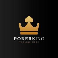 Poker-Königreich-Symbol. Goldener König und Pik-Ass als Inspiration für das Design von Poker-Logos