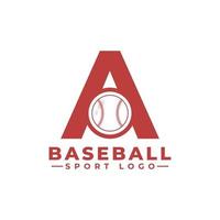 Buchstabe a mit Baseball-Logo-Design. Vektordesign-Vorlagenelemente für Sportteams oder Corporate Identity. vektor