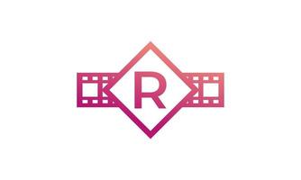 anfangsbuchstabe r quadrat mit reel stripes filmstreifen für film film kino produktionsstudio logo inspiration vektor