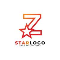 buchstabe z stern logo linearer stil, orange farbe. verwendbar für Sieger-, Award- und Premium-Logos. vektor