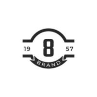 vintage insignier nummer 8 logotyp designmallelement. lämplig för identitet, etikett, märke, café, hotellikon vektor
