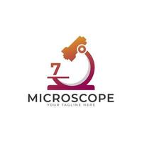laboratorielogotyp. nummer 7 mikroskop logotyp designmall element. vektor
