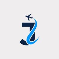 kreative anfangsbuchstabe j flugreise-logo-design-vorlage. eps10-Vektor vektor
