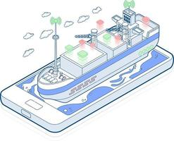 Abbildung eines Schiffes auf einem Smartphone