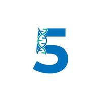 Nummer 5 genetisches DNA-Symbol-Logo-Design-Vorlagenelement. biologische Illustration vektor