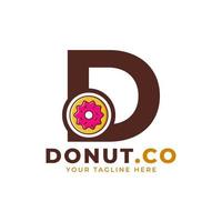 anfangsbuchstabe d süßes donut-logo-design. Logo für Cafés, Restaurants, Cafés, Catering. vektor
