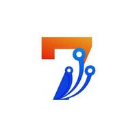 nummer 7 teknik logotyp designmall element vektor