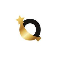 anfangsbuchstabe q goldenes sternlogo symbol symbol vorlagenelement vektor