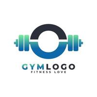 bokstav o logotyp med skivstång. gym logotyp. lyft vektor logotyp design för gym och fitness. alfabetet brev logotyp mall