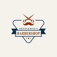 Vintage-Retro-Abzeichen-Friseurladen-Logo mit Scherensymbol für Gentleman-Haarschnitt-Emblem-Design-Symbol vektor