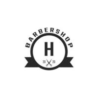 buchstabe h vintage friseurladen-abzeichen und logo-design-inspiration vektor