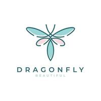 skönhet trollslända symbol. fjäril insekt fluga minimalistisk linjekonst stil logotyp design inspiration vektor