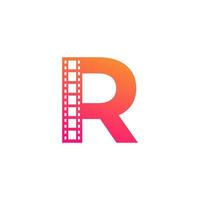 anfangsbuchstabe r mit reel stripes filmstreifen für film film kino produktionsstudio logo inspiration vektor