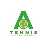 buchstabe a mit tennis-logo-design. Vektordesign-Vorlagenelemente für Sportteams oder Corporate Identity. vektor