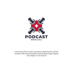 hälsa medicin podcast logotyp mall designelement. lämplig för hälso-och sjukvård ikon vektor