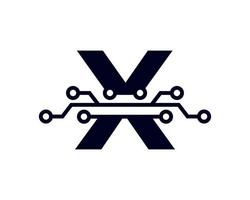 teknisk bokstav x logotyp. futuristisk vektor logotyp mall geometrisk form. användbar för företags- och tekniklogotyper.