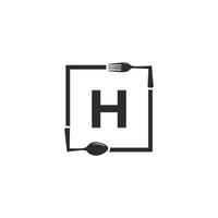 Restaurant-Logo. Anfangsbuchstabe h mit Löffelgabel für Restaurant-Logo-Icon-Design-Vorlage vektor