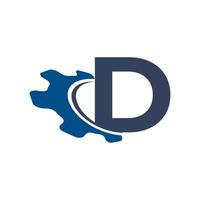 korporationsbuchstabe d mit swoosh automotive gear logo design. geeignet für Bau-, Automobil-, Maschinenbau- und Ingenieurlogos vektor