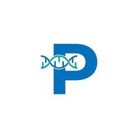 initial bokstav p genetisk dna ikon logotyp designmall element. biologisk illustration vektor
