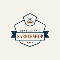 Vintage-Retro-Abzeichen-Friseurladen-Logo mit Scherensymbol für Gentleman-Haarschnitt-Emblem-Design-Symbol vektor