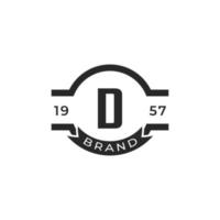 vintage insignier bokstaven d logotyp designmall element. lämplig för identitet, etikett, märke, café, hotellikon vektor