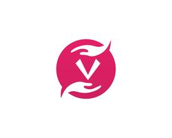 Hand v-terapi logotyp och symboler mall ikoner vektor