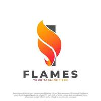 flamme mit buchstabe i logo design. Feuer-Vektor-Logo-Vorlage vektor