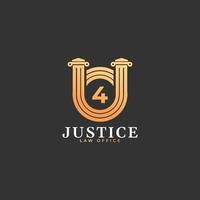 Anwaltskanzlei Nummer 4 goldenes Logo-Design-Vorlagenelement vektor