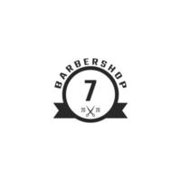 nummer 7 vintage barber shop märke och logotyp design inspiration vektor