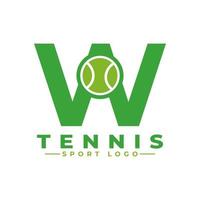 bokstaven w med tennis logotyp design. vektor designmallelement för sportlag eller företagsidentitet.
