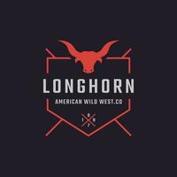 klassisches Vintage-Retro-Label-Abzeichen für Texas Longhorn Western Bull Head Family Country Farm Logo Design-Inspiration vektor