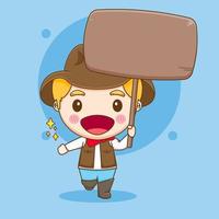 illustration niedlicher sheriff oder cowboy chibi zeichentrickfigur vektor