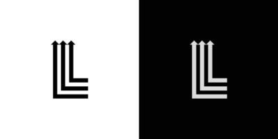 einzigartiger und moderner anfangsbuchstabe l up logo design vektor