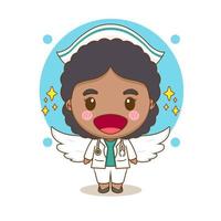 söt sjuksköterska seriefigur. chibi stil illustration vektor