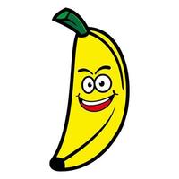 lächelnde bananenzeichentrickfigur. Vektor-Illustration isoliert auf weißem Hintergrund vektor