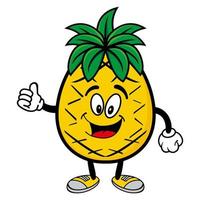 set samling av söt ananas maskot design karaktär. isolerad på en vit bakgrund. söt karaktär maskot logotyp idé bunt koncept vektor