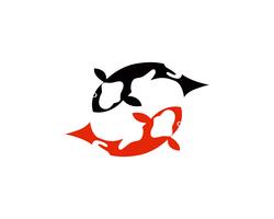 Koi-Fisch-Logo und Symbole vector Schablonenikonen