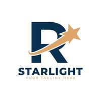 buchstabe r mit stern-swoosh-logo-design. geeignet für Start, Logistik, Business-Logo-Vorlage vektor