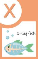 flash-kort djur alfabetet x vektor