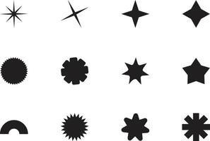 geometrische Formen schwarze Silhouette Icon-Set. umriss cartoon abstrakte leere vorlage für sprechblase, nachrichtenballon, textnotizabzeichen, preisschild, papierspeicheraufkleber, denken sie wolkenrahmen, webbanner vektor