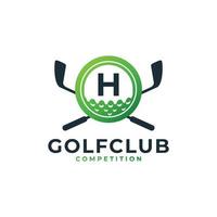 logotyp för golfsport. bokstaven h för golf logotyp design vektor mall. eps10 vektor