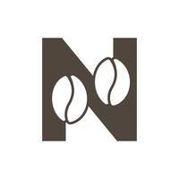 Café-Logo. Buchstabe n mit Negativraum-Kaffeesymbol im Inneren. Vektor-Design-Vorlage vektor