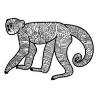 Tiersymbol des östlichen Horoskopaffen mit kunstvollen Mustern, meditative animalische Malseite vektor