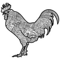 Vogelsymbol des östlichen Horoskops Hahn mit kunstvollen Mustern, meditative animalische Malseite vektor
