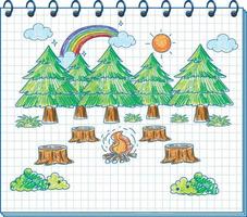 en anteckningsbok med en doodle-skissdesign med färg på omslaget vektor